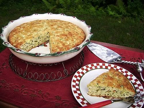 /></div> <div> </div> <div>I got this recipe from a neighbor over 20 years ago...to this day, it's one of my favorites.<br/> <br/> It's good hot........or cold.............plain......or topped with spaghetti sauce or pizza sauce. Add a tossed salad on the side and it's a perfect summer supper.<br/> <br/> It's a very versatile recipe PERFECT to use some of those garden zucchini.<br/> <br/> It made a wonderful dinner with sliced cucumber and tomato on the side...plus there's plenty left for lunches with a side salad.<br/> <br/> I can't say enough good things about this savory pie.......we just love it.<br/> <br/> Carol<br/> <br/> <br/> <img src=